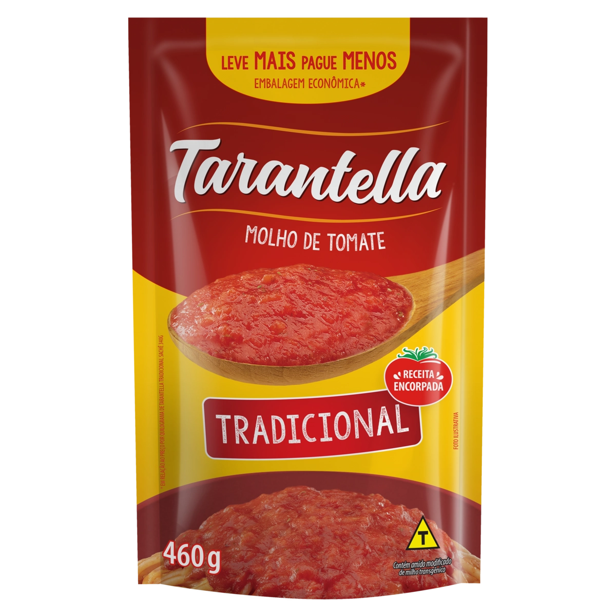 Molho De Tomate Tradicional Tarantella Sachê 460g Embalagem Econômica Leve Mais Pague Menos