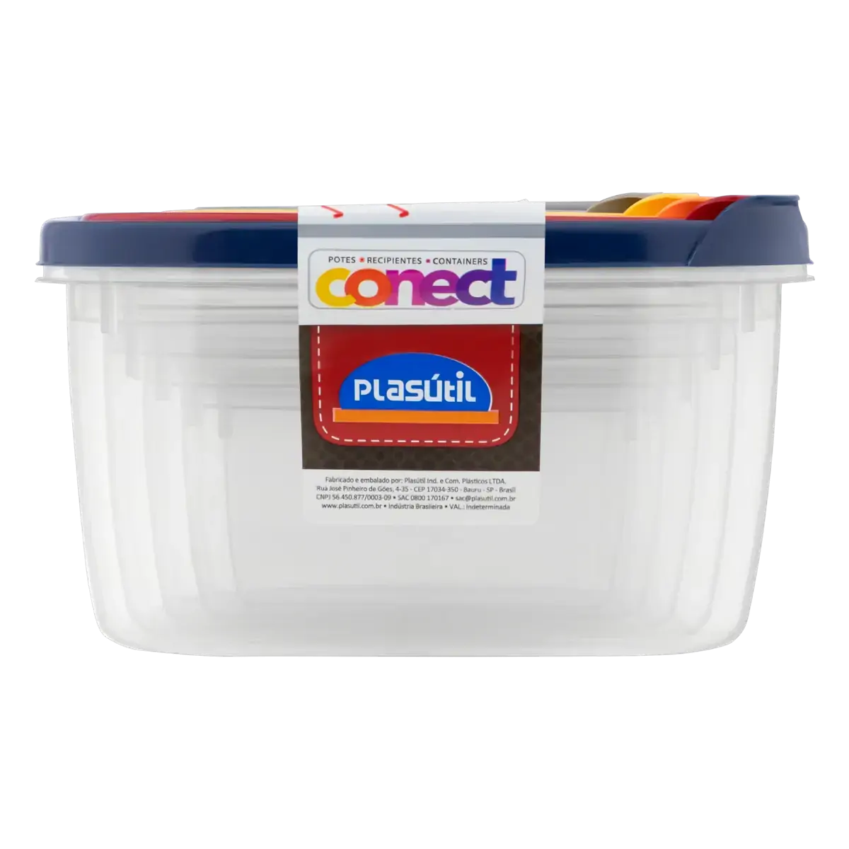 Conjunto Pote Plástico Retangular Plasútil 02 Conect 5 Unidades