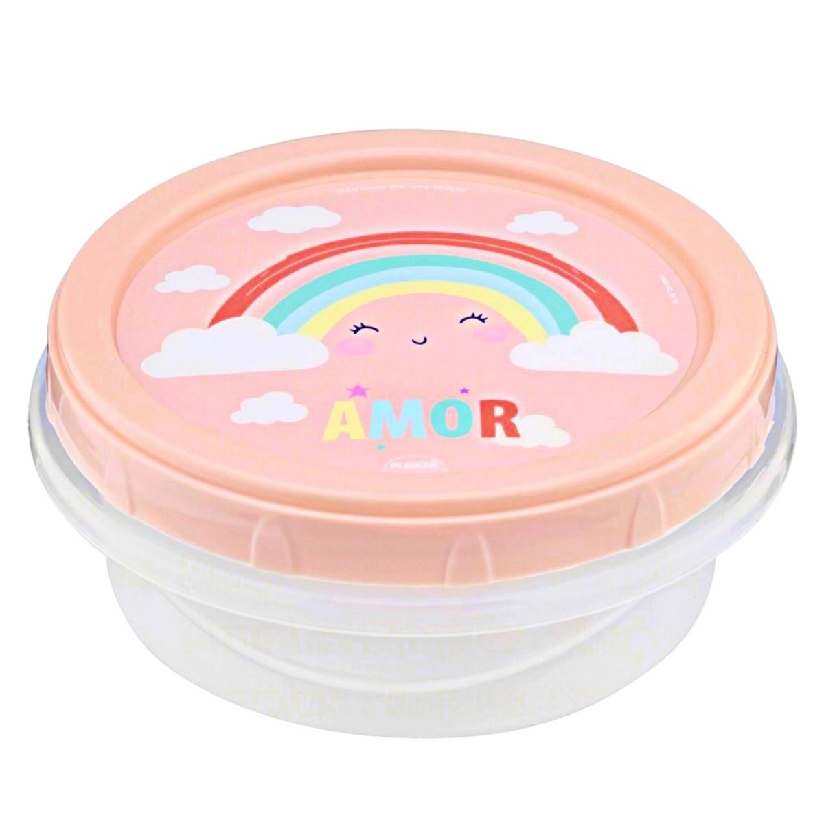 Pote Plástico Redondo Arco íris 390ml Plasútil Decora