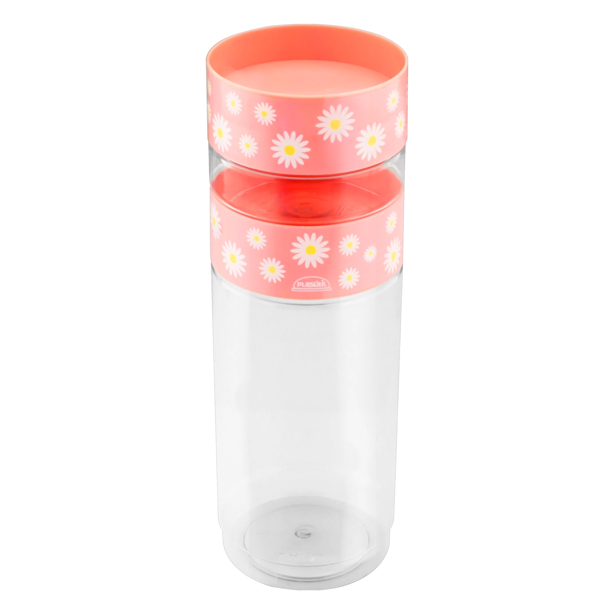 Conjunto Pote Plástico Redondo Camomila 570ml Plasútil Decora Plug 2 Unidades