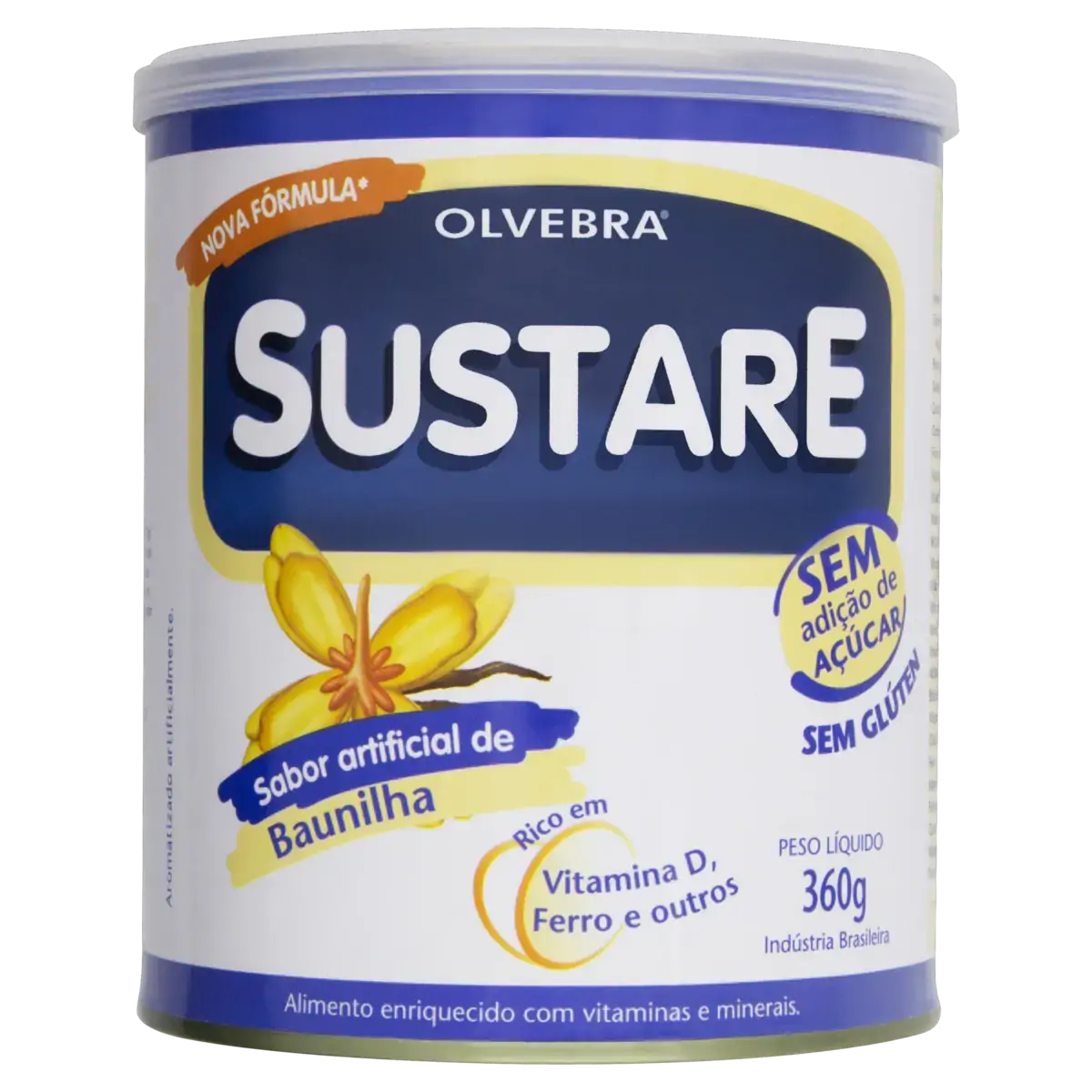Alimento Com Vitaminas E Minerais Baunilha Sem Glúten Sustare Lata 360g