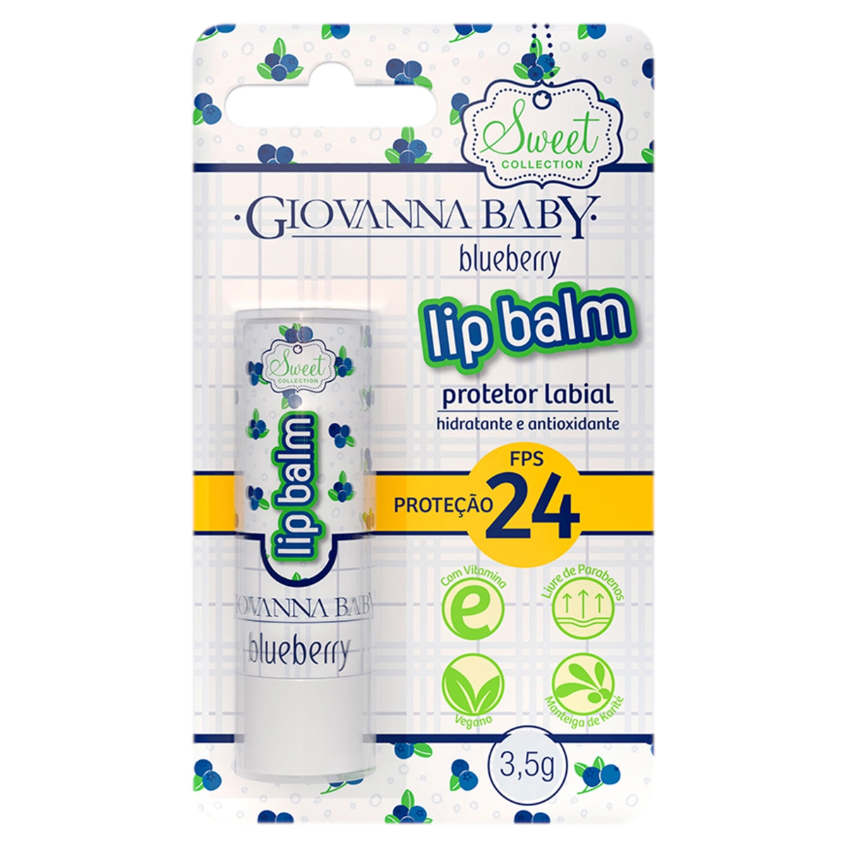 Protetor Labial Lip Balm Blueberry Fps 24 Giovanna Baby Sweet Collection Blister 3,5g