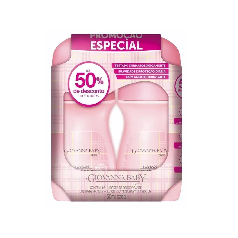 Desodorante Roll On Giovanna Baby 50ml Rosa C/2