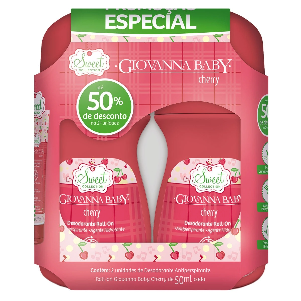 Desodorante Roll On Giovanna Baby 50ml Cherry C/2