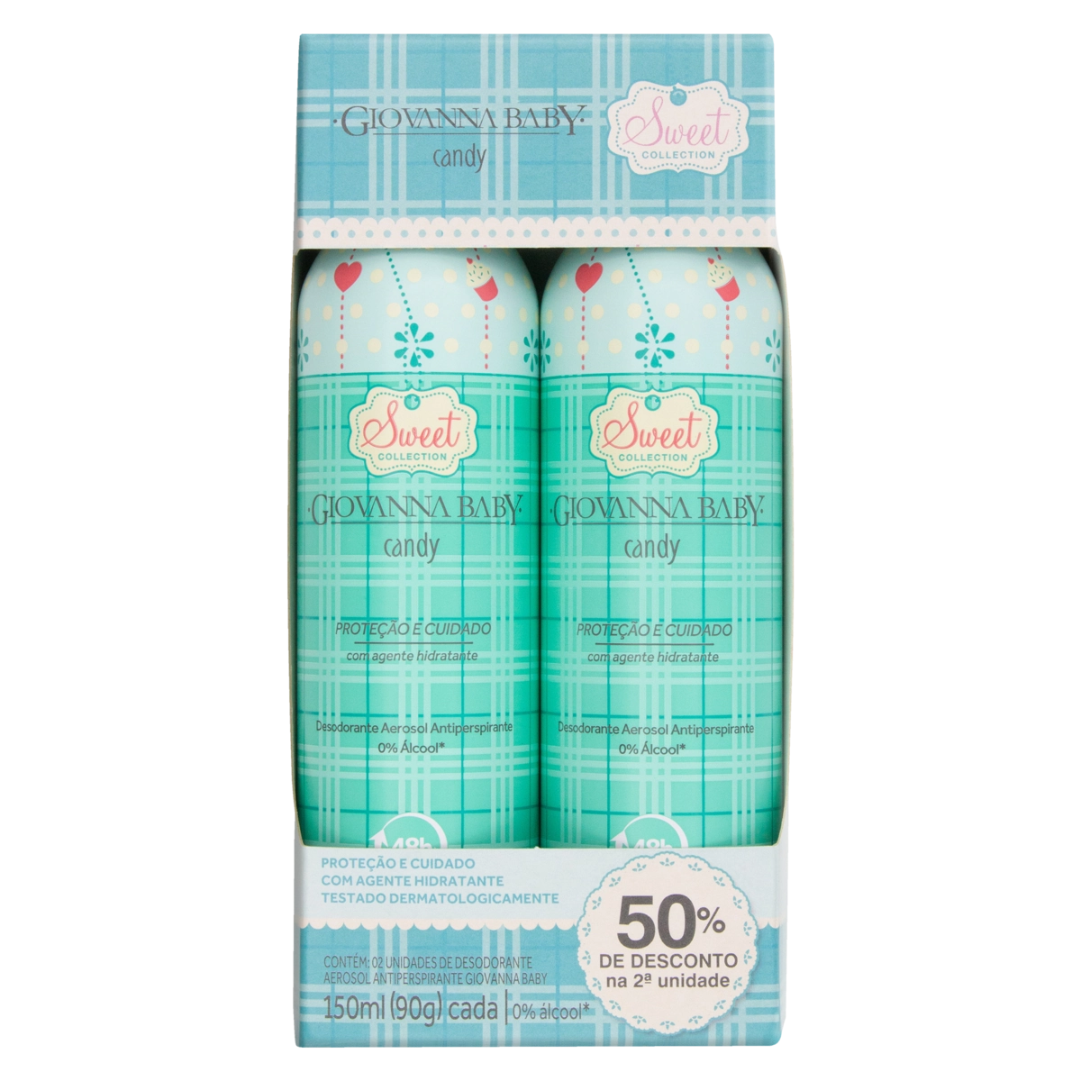 Pack Desodorante Aerossol Antiperspirante Candy Giovanna Baby Sweet Collection 2 Unidades 150ml Cada