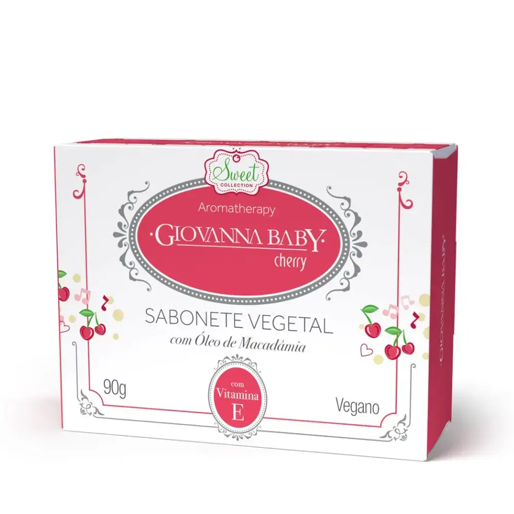 Sabonete Barra Vegetal Cherry Giovanna Baby Aromatherapy Sweet Collection Caixa 90g