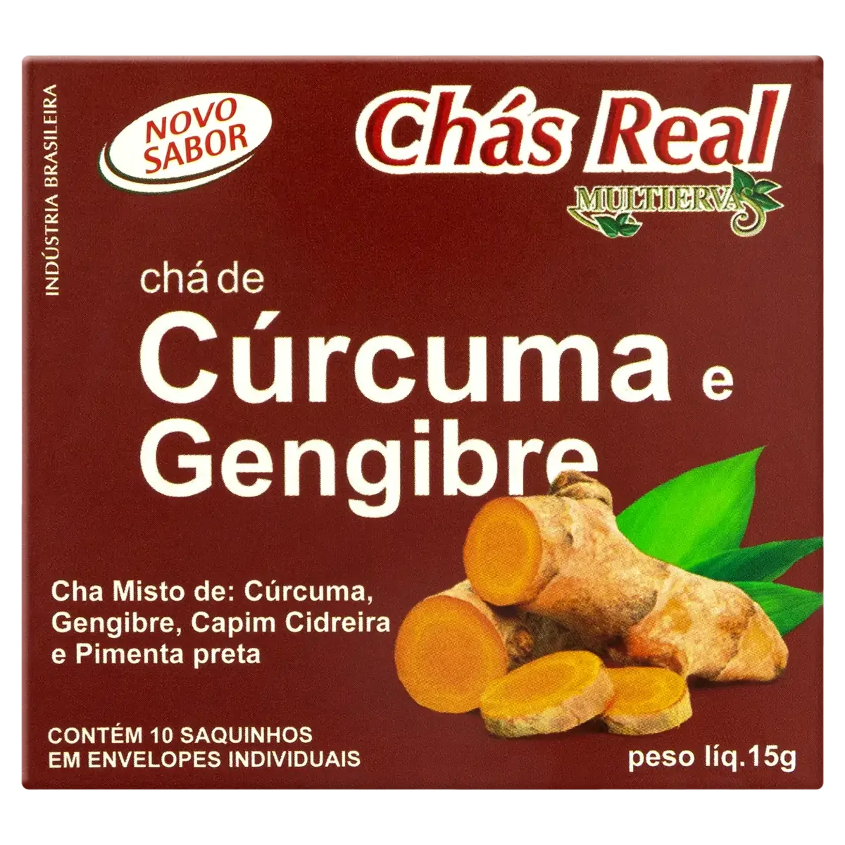 Chá Cúrcuma E Gengibre Chás Real Caixa 15g 10 Unidades