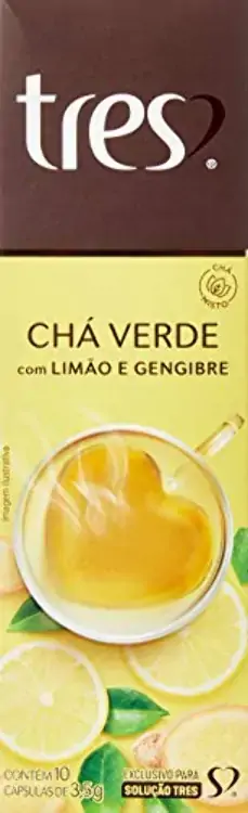 Chá Verde Em Cápsula Limão E Gengibre Tres Caixa 35g 10 Unidades