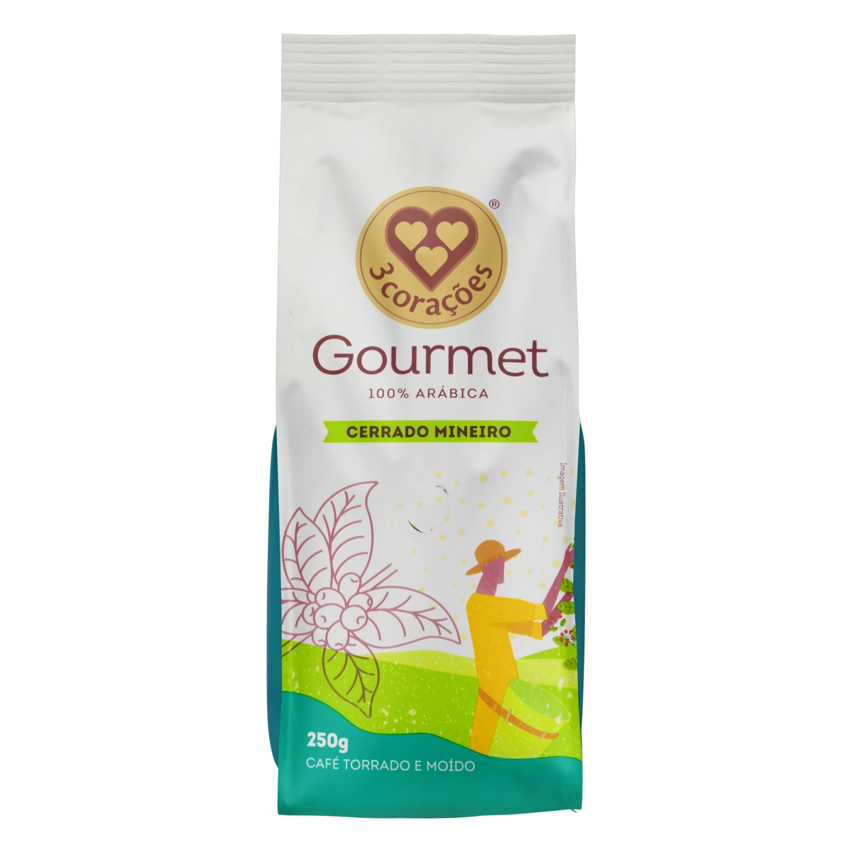 Café Torrado E Moído Cerrado Mineiro 3 Corações Gourmet Pacote 250g