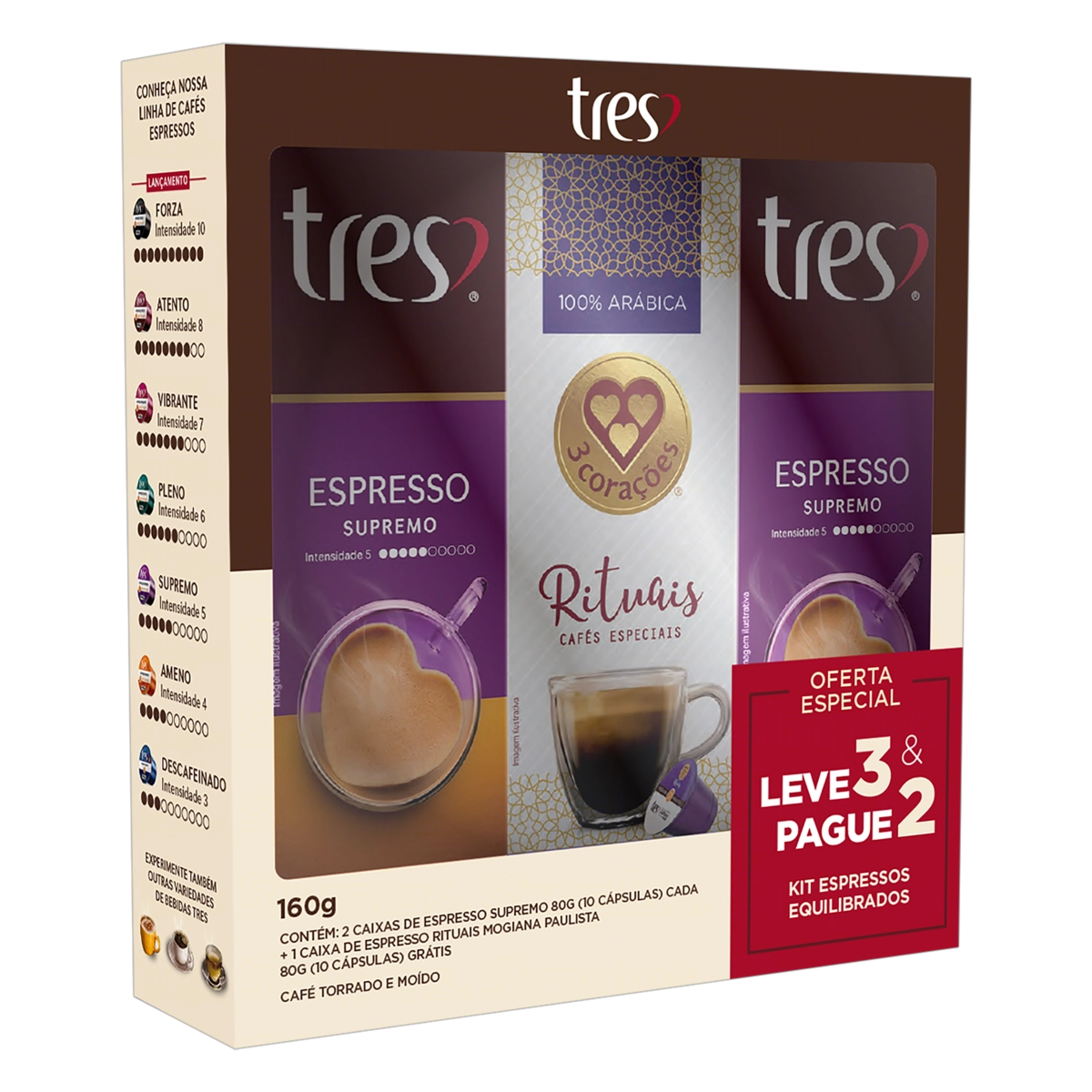 Kit 2 Cafés Em Cápsula Torrado E Moído Espresso Supremo 1 Espresso Rituais Mogiana Paulista Tres 80g