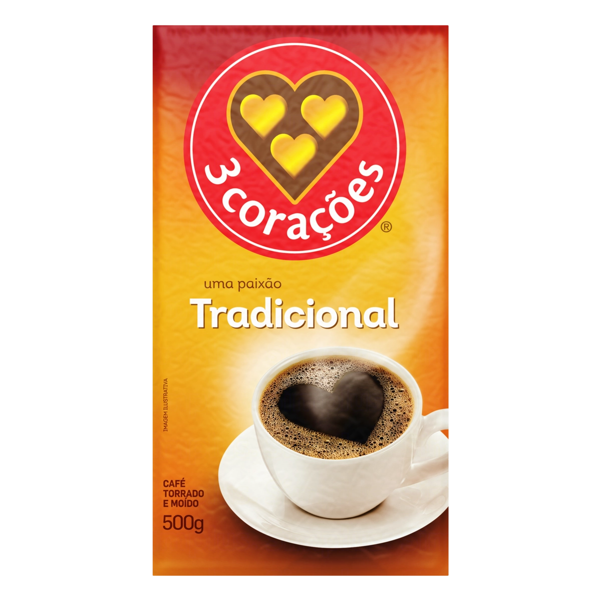 Café Torrado E Moído A Vácuo Tradicional 3 Corações Pacote 500g
