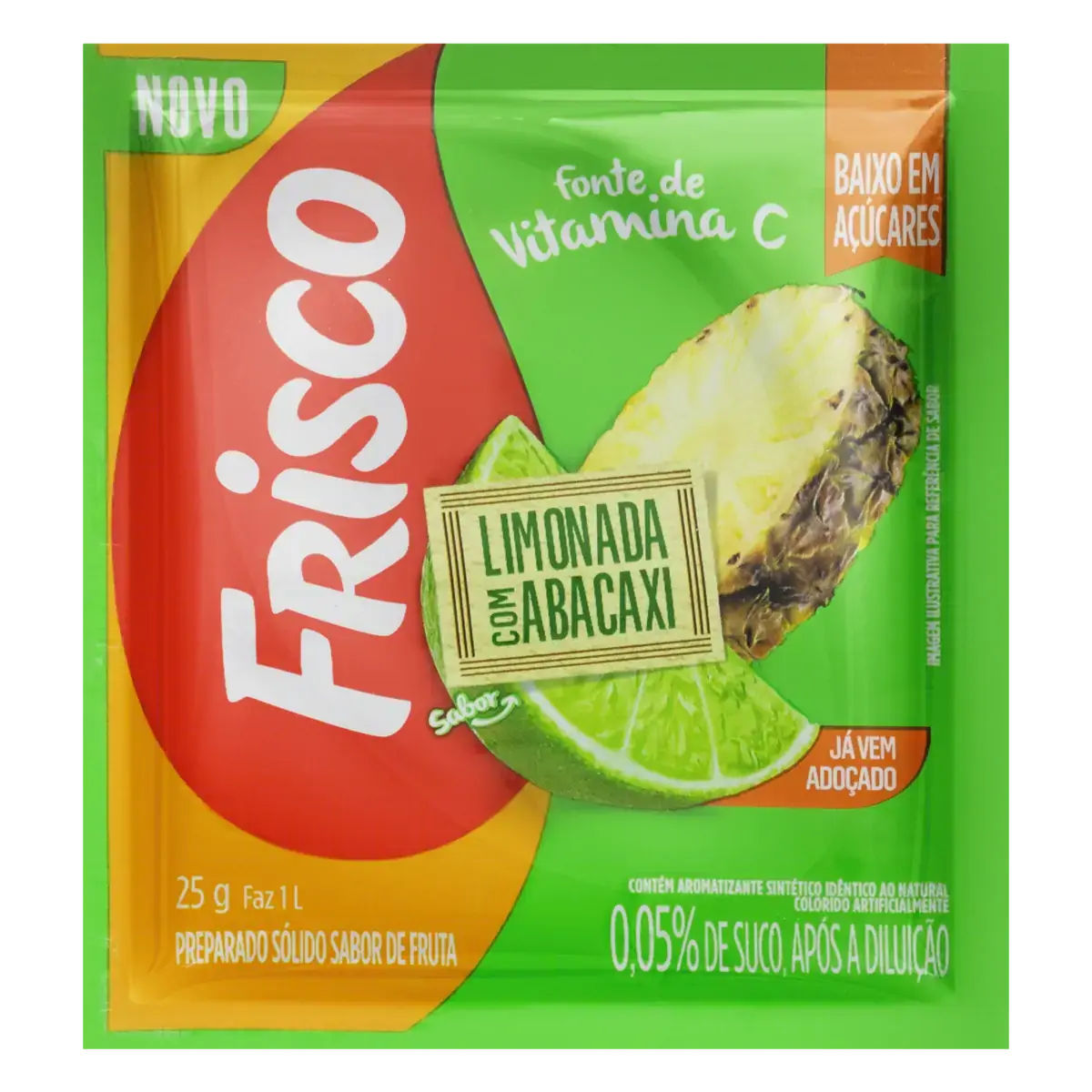 Refresco Em Pó Limonada Com Abacaxi Frisco Pacote 25g
