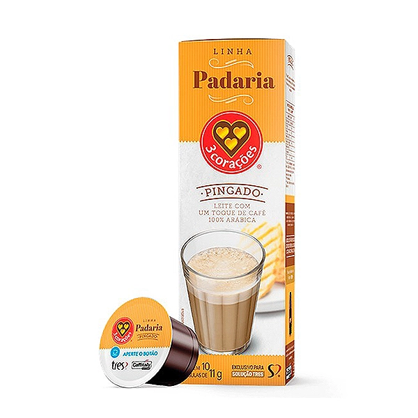 Café Com Leite Em Cápsula Pingado 3 Corações Padaria Caixa 110g 10 Unidades