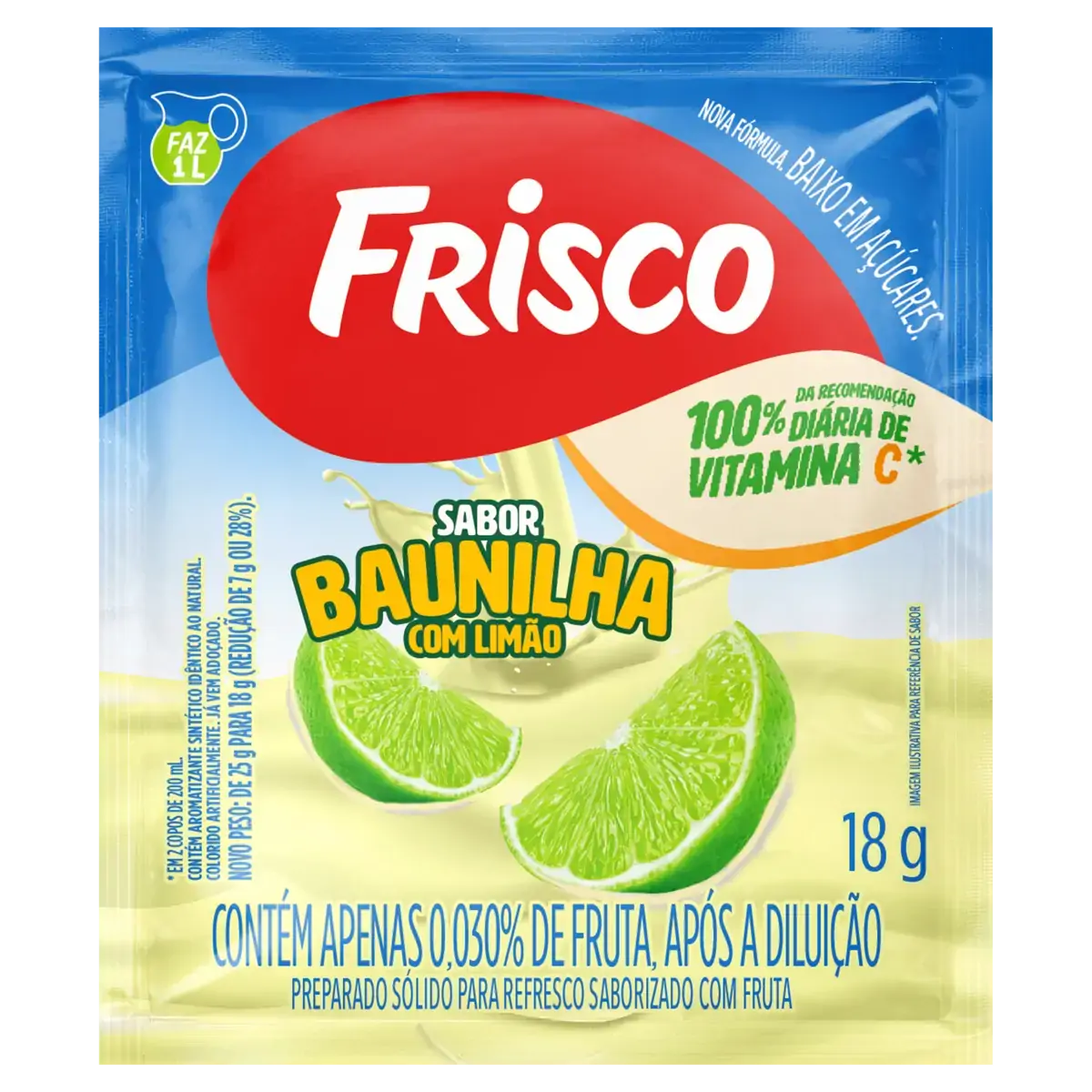 Refresco Em Pó Baunilha Com Limão Frisco Pacote 18g