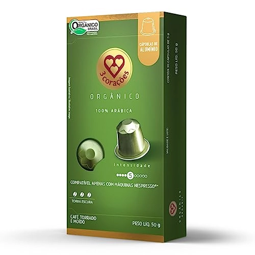 Café Em Cápsula Torrado E Moído Orgânico 3 Corações Caixa 50g 10 Unidades
