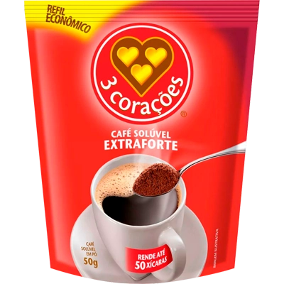 Café Solúvel Em Pó Extraforte 3 Corações Sachê 40g