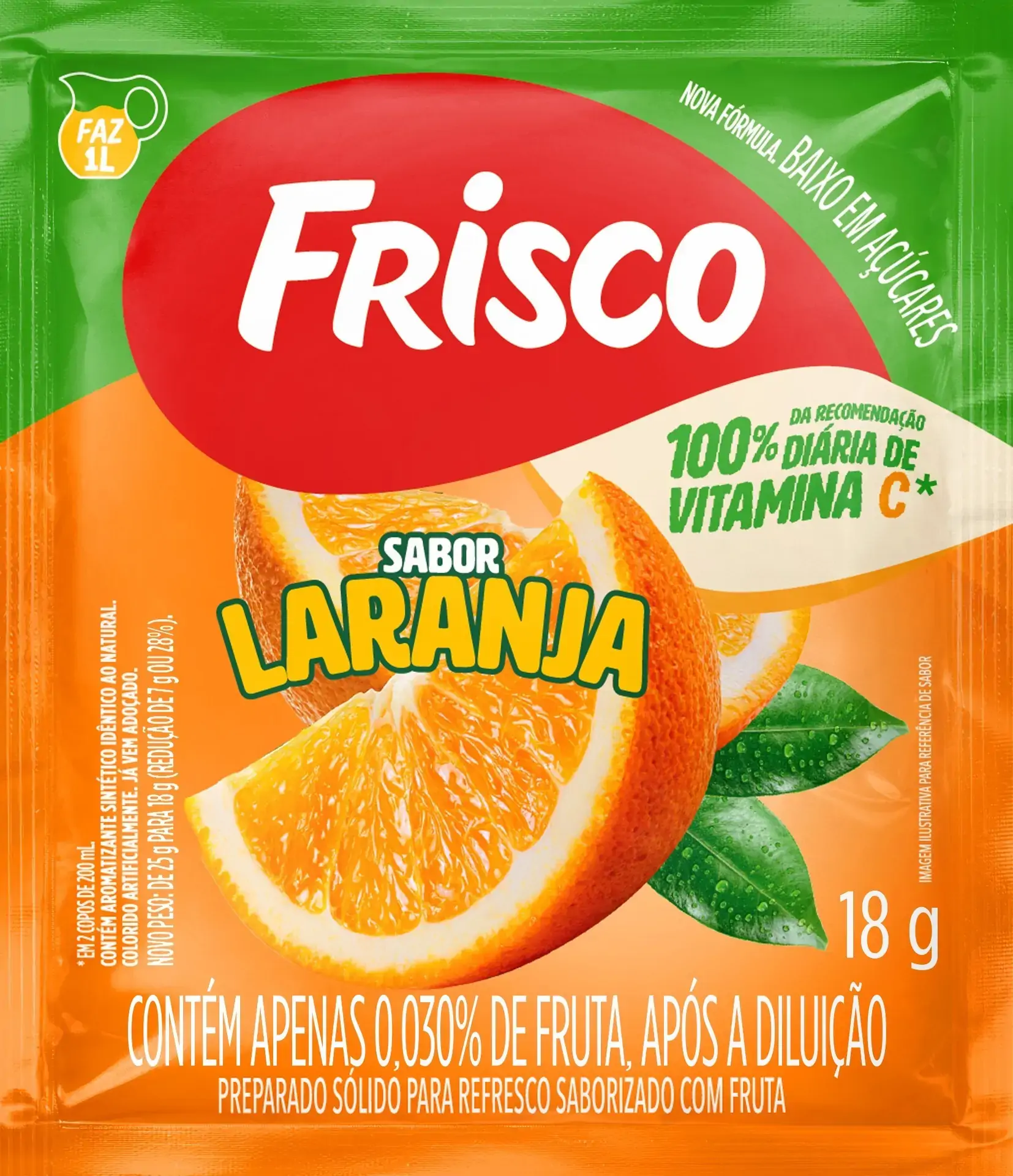 Refresco Em Pó Laranja Frisco Pacote 18g