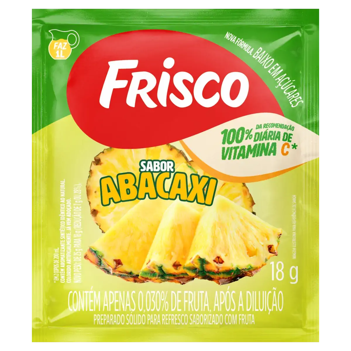 Refresco Em Pó Abacaxi Frisco Pacote 18g