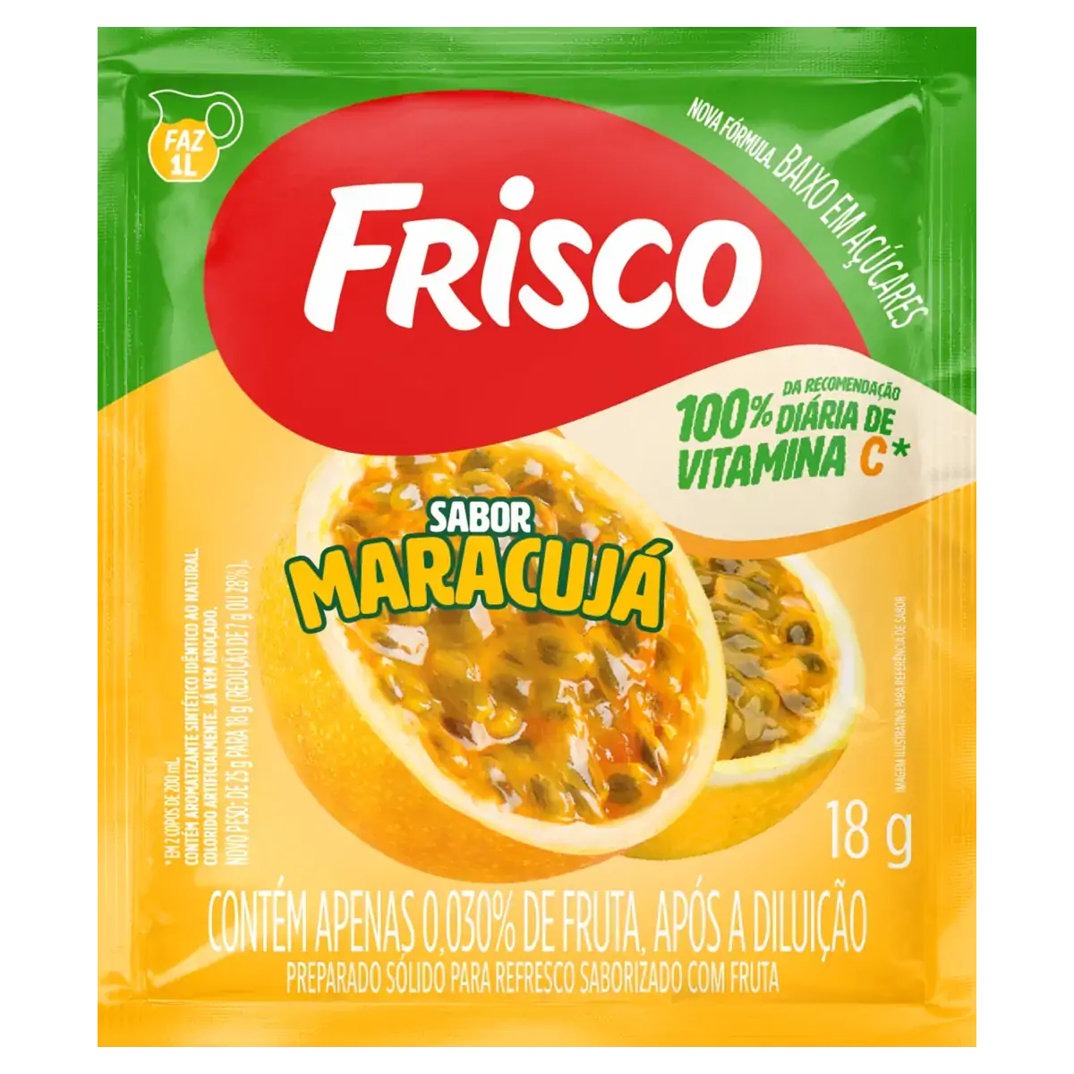 Refresco Em Pó Maracujá Frisco Pacote 18g
