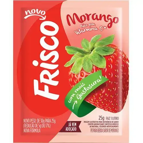 Refresco Em Pó Morango Frisco Pacote 25g