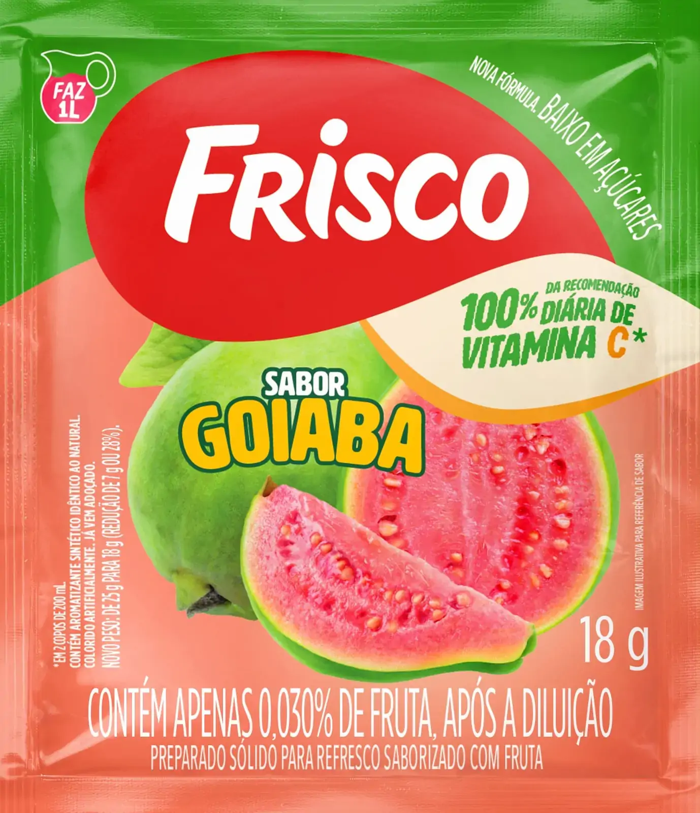 Refresco Em Pó Goiaba Frisco Pacote 18g