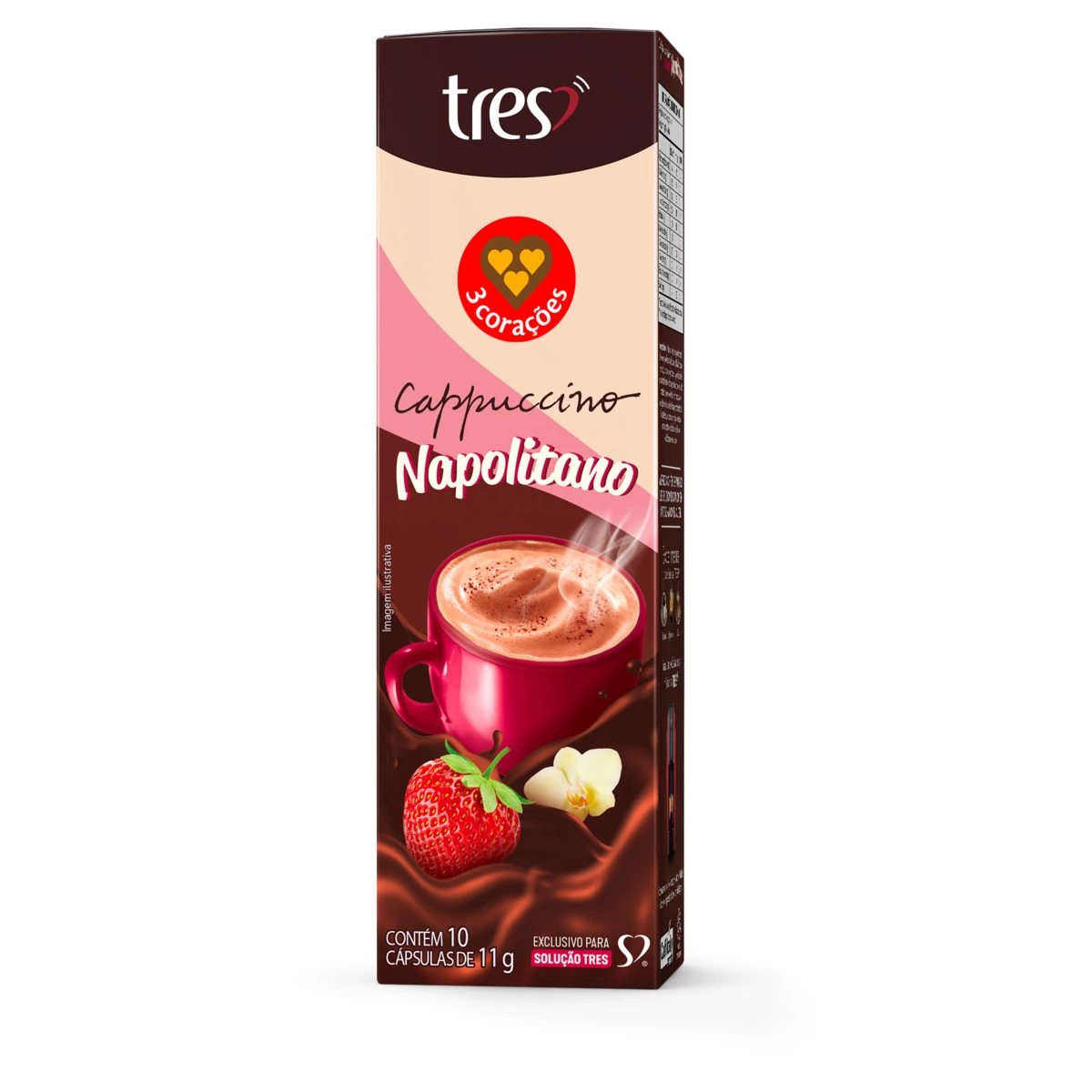 Cappuccino Em Cápsula Napolitano 3 Corações Lovers Caixa 110g 10 Unidades