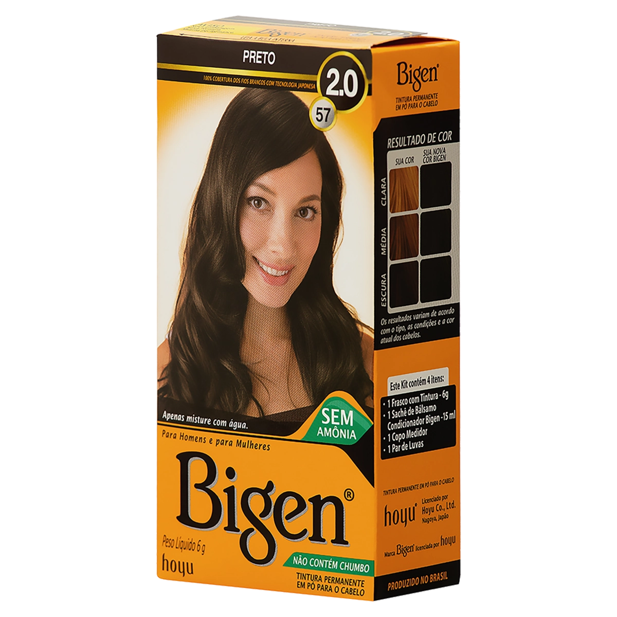 Kit Tintura Permanente Pó 2.0 Preto Bigen