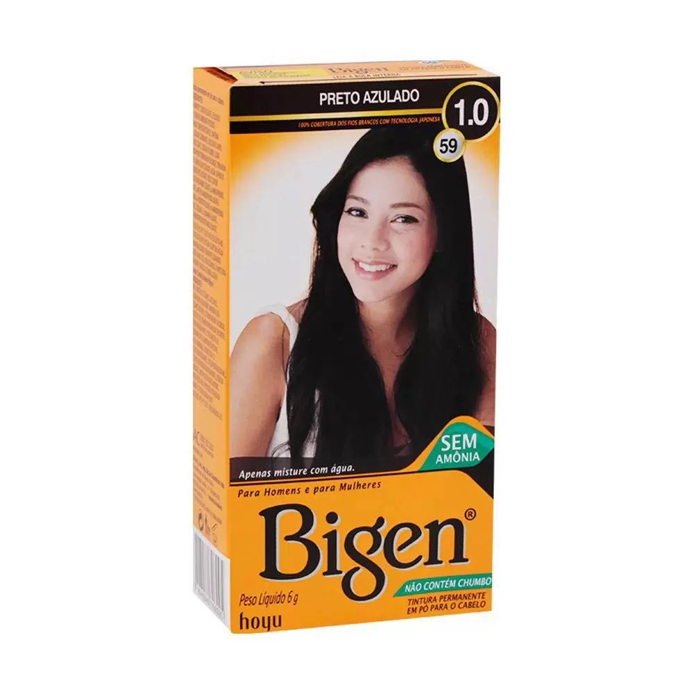 Kit Tintura Permanente Pó 1.0 Preto Azulado Bigen
