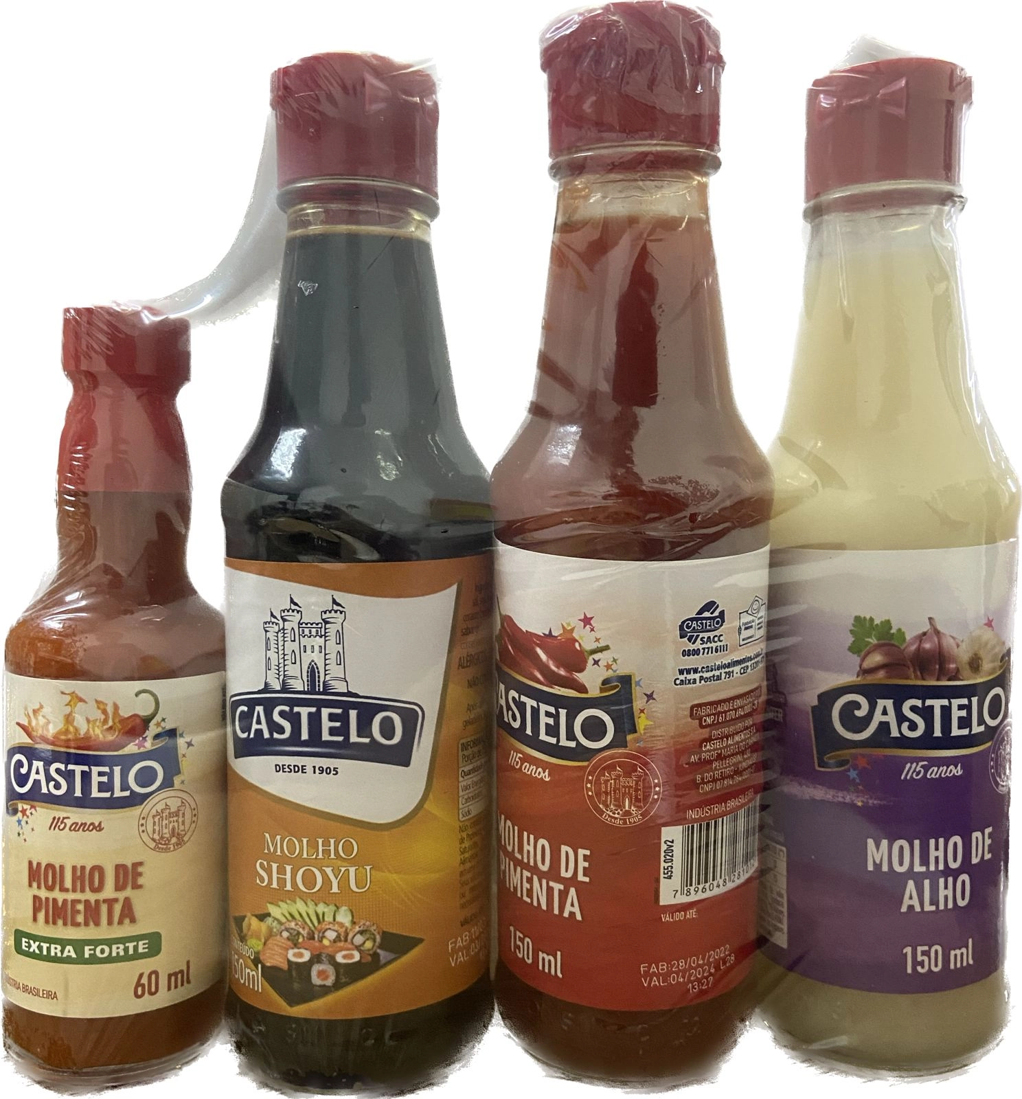 Kit Castelo Molho Shoyu Pimenta Alho 150ml Gts 1pim 60ml
