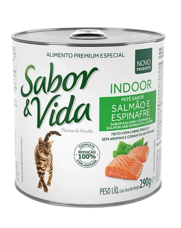 Patê Para Gatos Adultos E Filhotes Salmão E Espinafre Sabor Vida Lata 290g