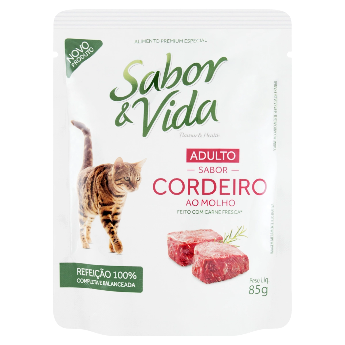 Alimento Para Gatos Adultos Cordeiro Ao Molho Sabor Vida Sachê 85g
