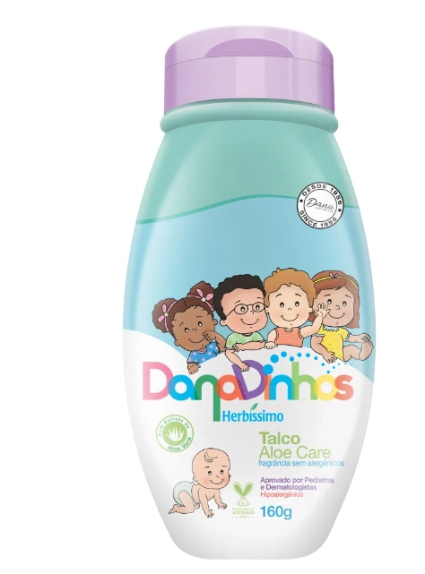 Talco Infantil Aloe Care Herbíssimo Danadinhos Frasco 160g