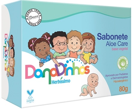 Sabonete Infantil Barra Aloe Care Herbíssimo Danadinhos Caixa 80g