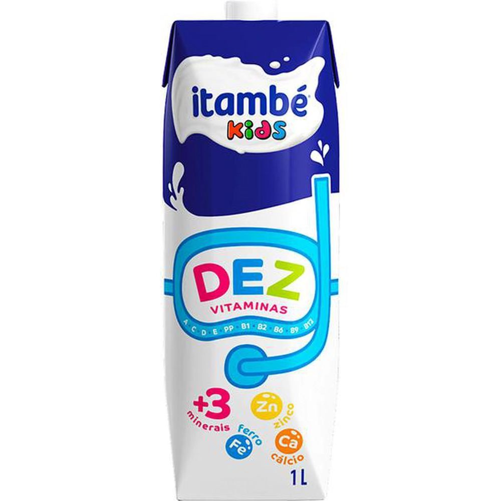 Leite Uht Integral Itambé Kids Dez Vitaminas Caixa Com Tampa 1l