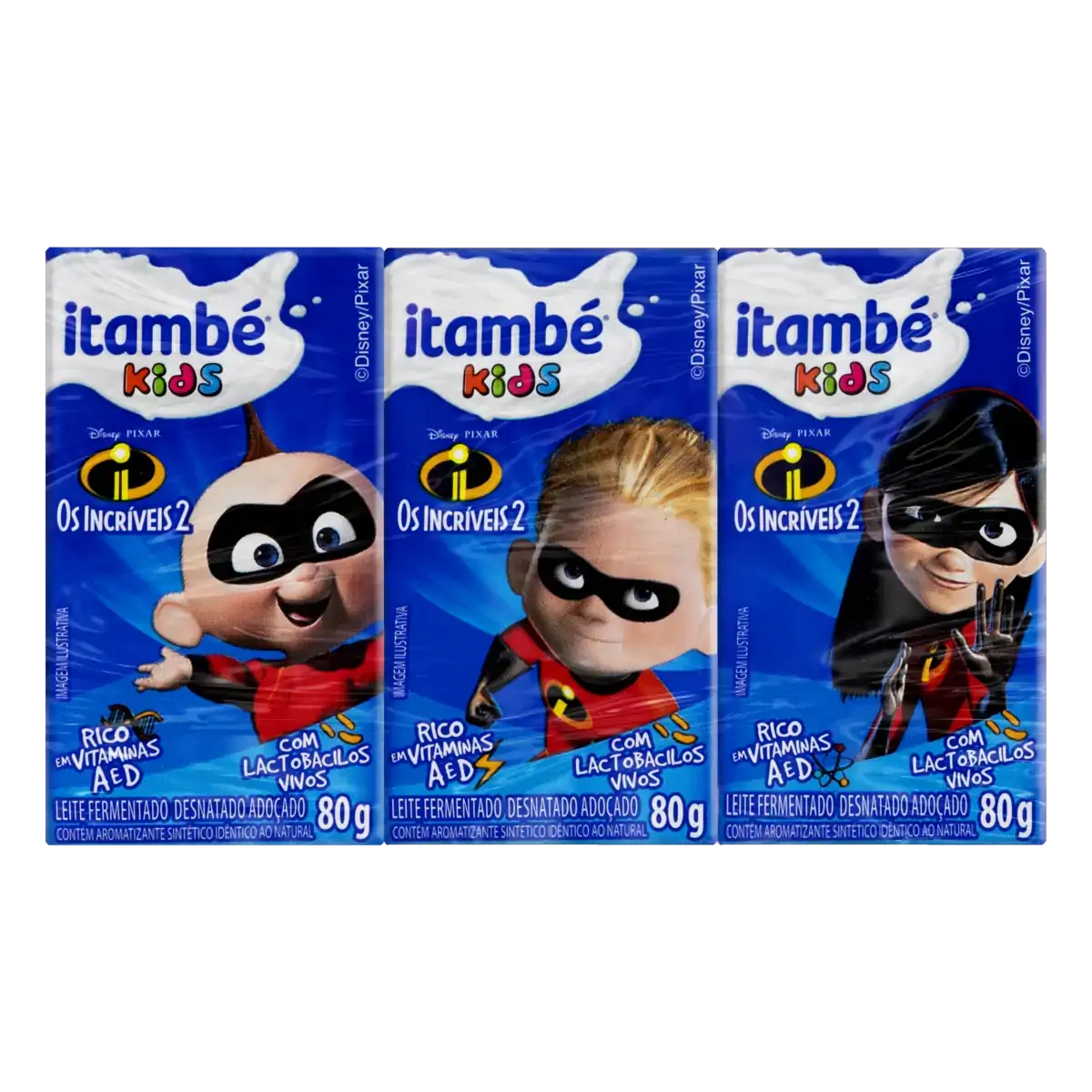 Pack Leite Fermentado Desnatado Laranja Justice League Itambé Kids Caixa 6 Unidades 80g Cada