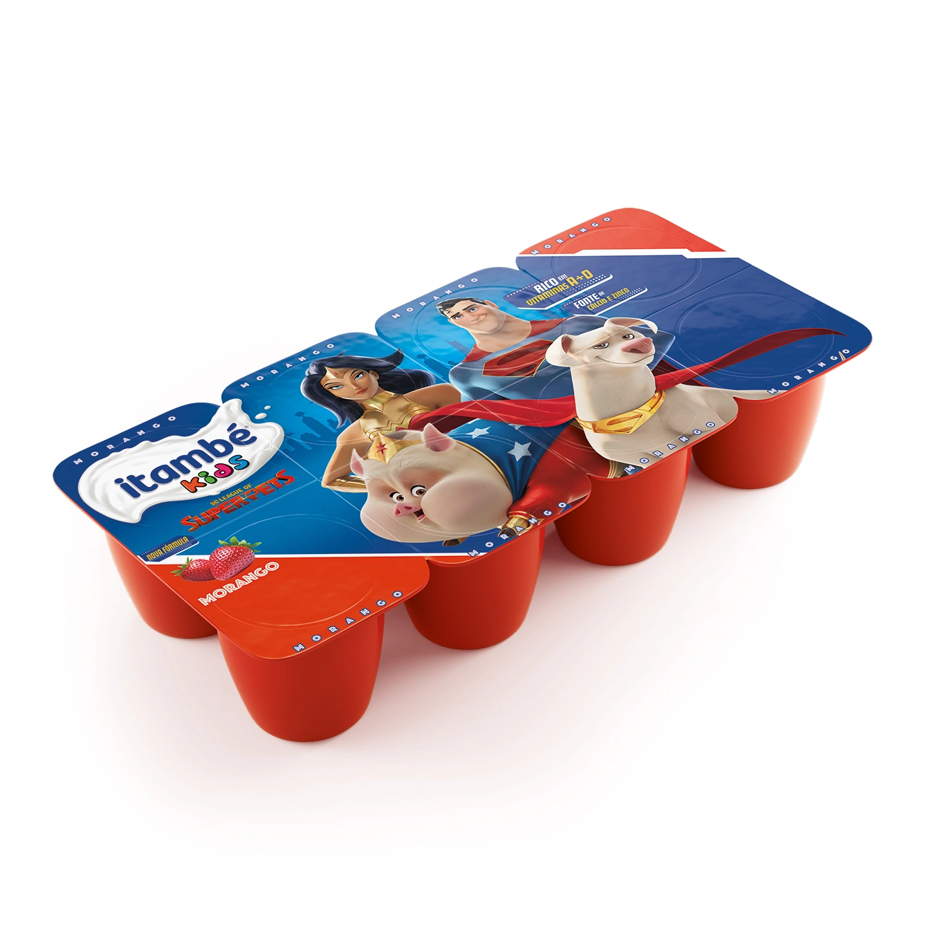Queijo Petit Suisse Morango Os Incríveis 2 Itambé Kids Bandeja 360g 8 Unidades