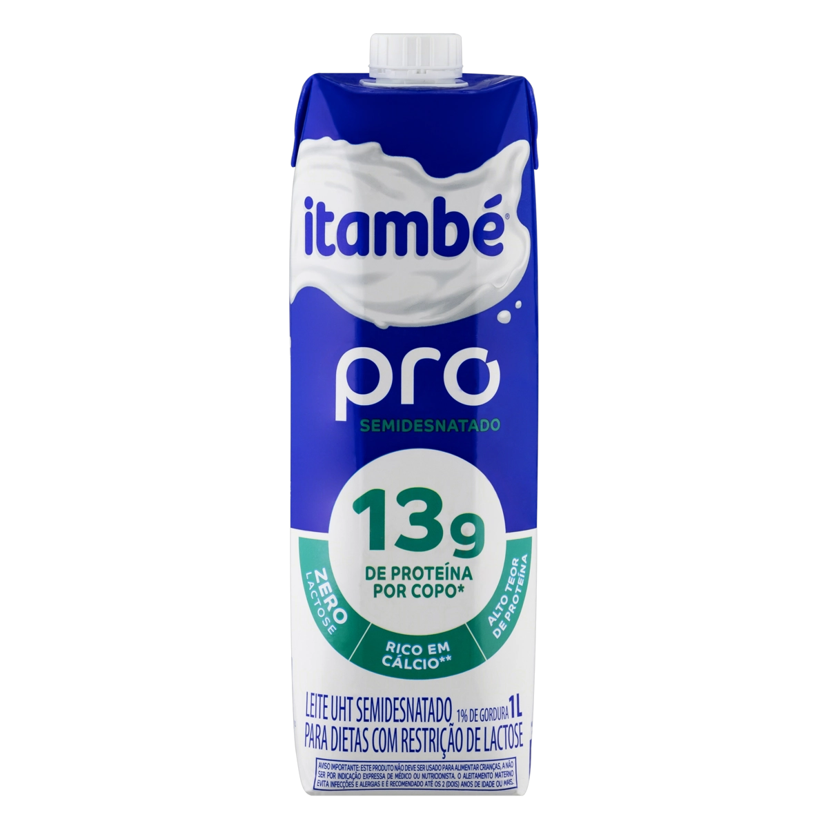 Leite Uht Semidesnatado Zero Lactose Itambé Pro Caixa Com Tampa 1l