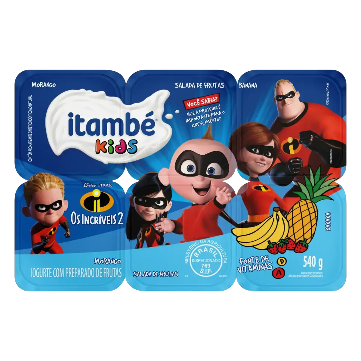 Iogurte Parcialmente Desnatado Morango Salada De Frutas Banana League Of Superpets Itambé Kids Bande