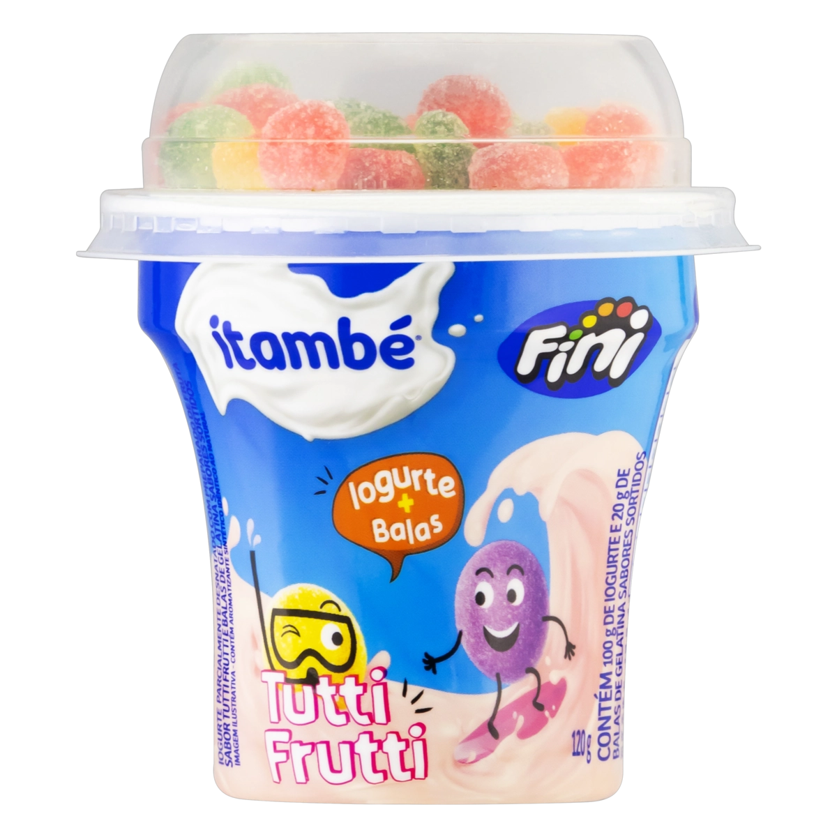 Iogurte Parcialmente Desnatado Tutti Frutti Com Balas De Gelatina Itambé Copo 120g