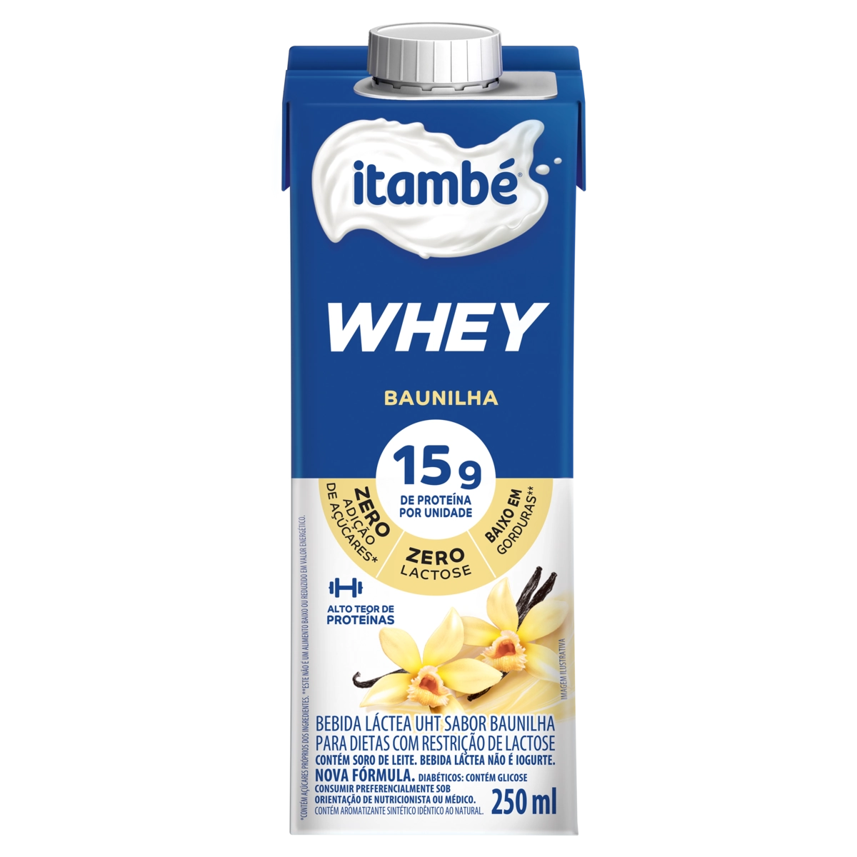 Bebida Láctea Uht Baunilha Zero Lactose Itambé Whey Caixa 250ml