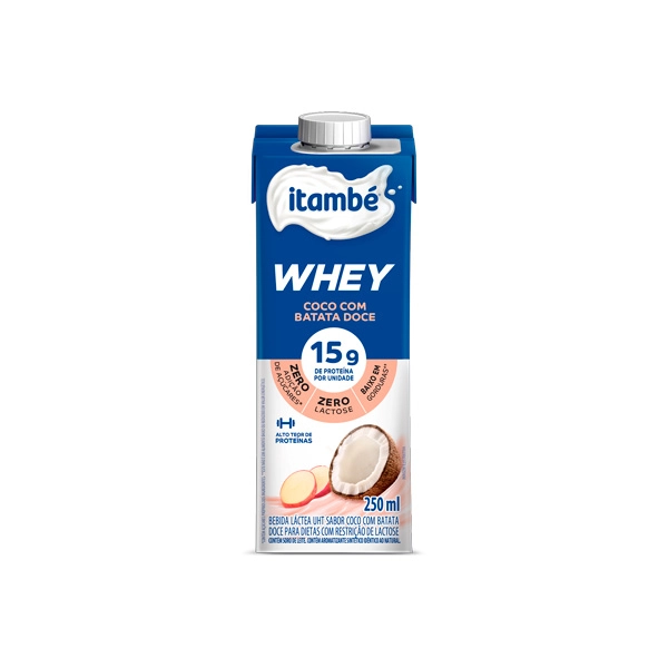 Bebida Láctea Uht Coco Com Batata Doce Zero Lactose Itambé Whey Caixa 250ml