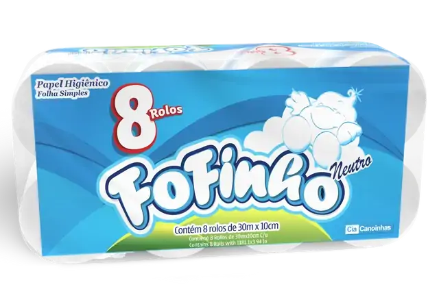 Papel Higiênico Fofinho Folha Simples Neutro 8 Rolos