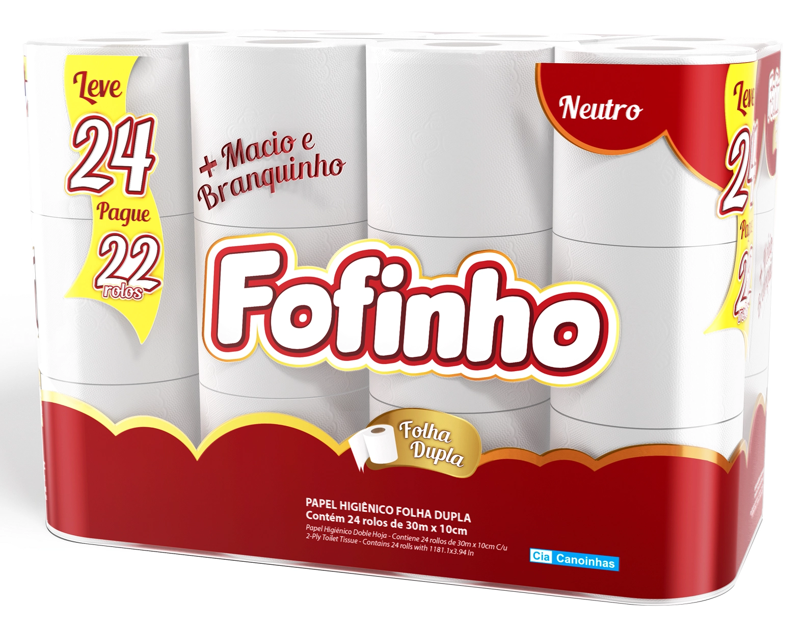 Papel Higiênico Fofinho 30m F Dupla Lv24 Pg22