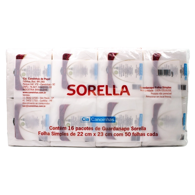 Guardanapo De Papel Sorella 16 Unidades