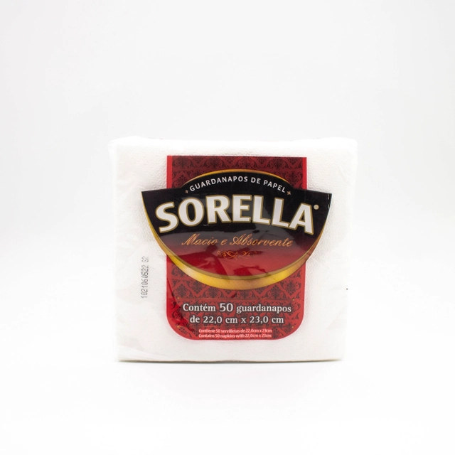 Guardanapo De Papel Folha Simples Sorella 22cm X 23cm Pacote 50 Unidades