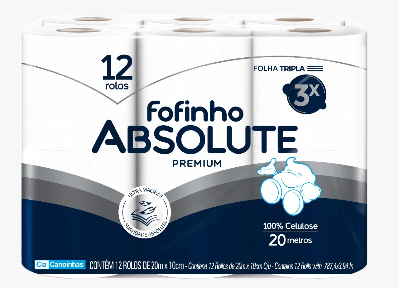 Papel Higiênico Folha Tripla Fofinho Absolute Premium 20m Pacote 12 Unidades