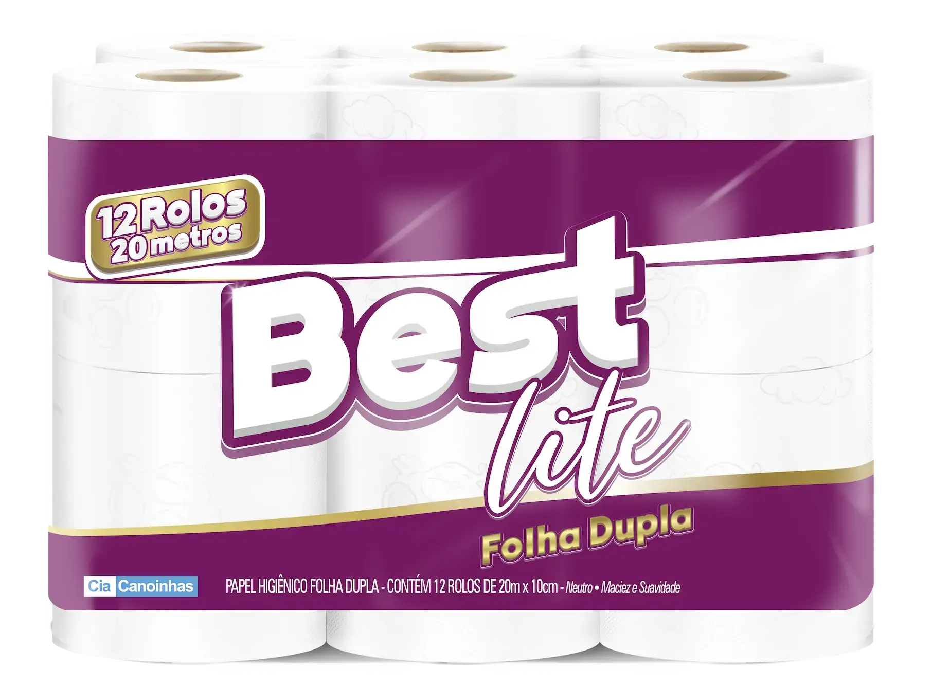 Papel Higiênico Folha Dupla Neutro Best Lite 20m Pacote 12 Unidades