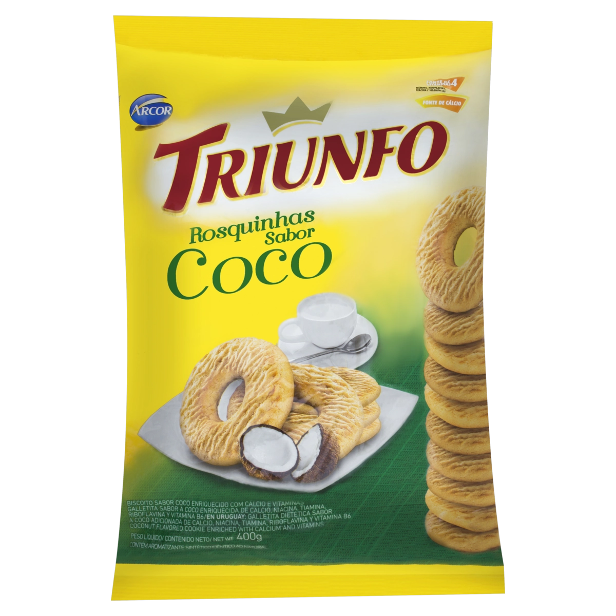 Biscoito Rosquinha Coco Arcor Triunfo Pacote 400g