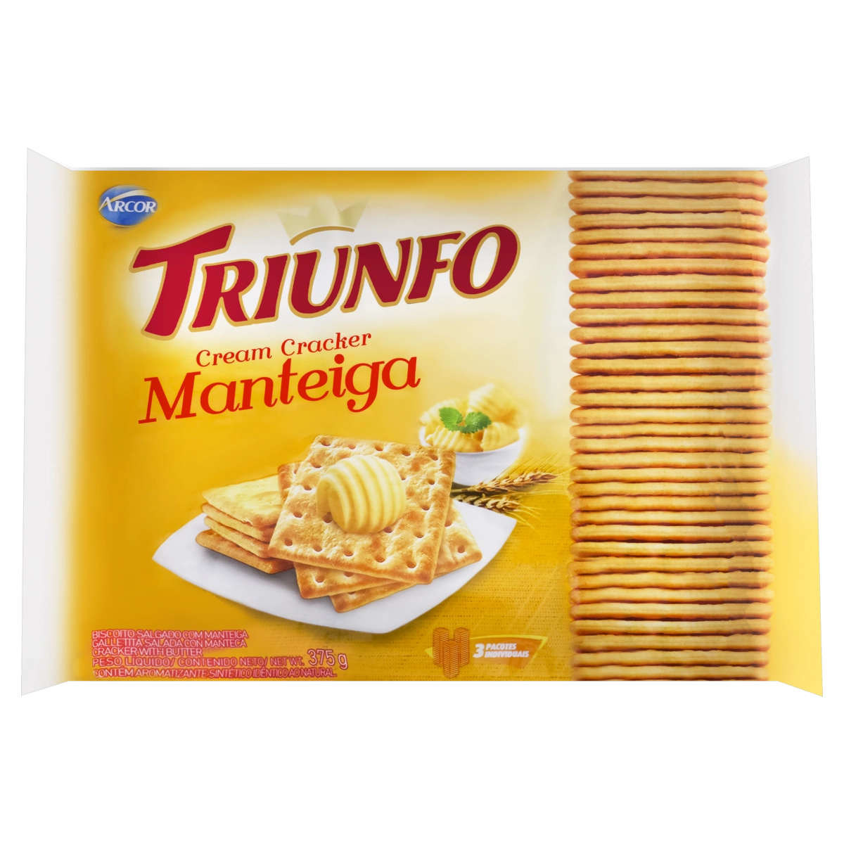 Biscoito Cream Cracker Manteiga Arcor Triunfo Pacote 375g