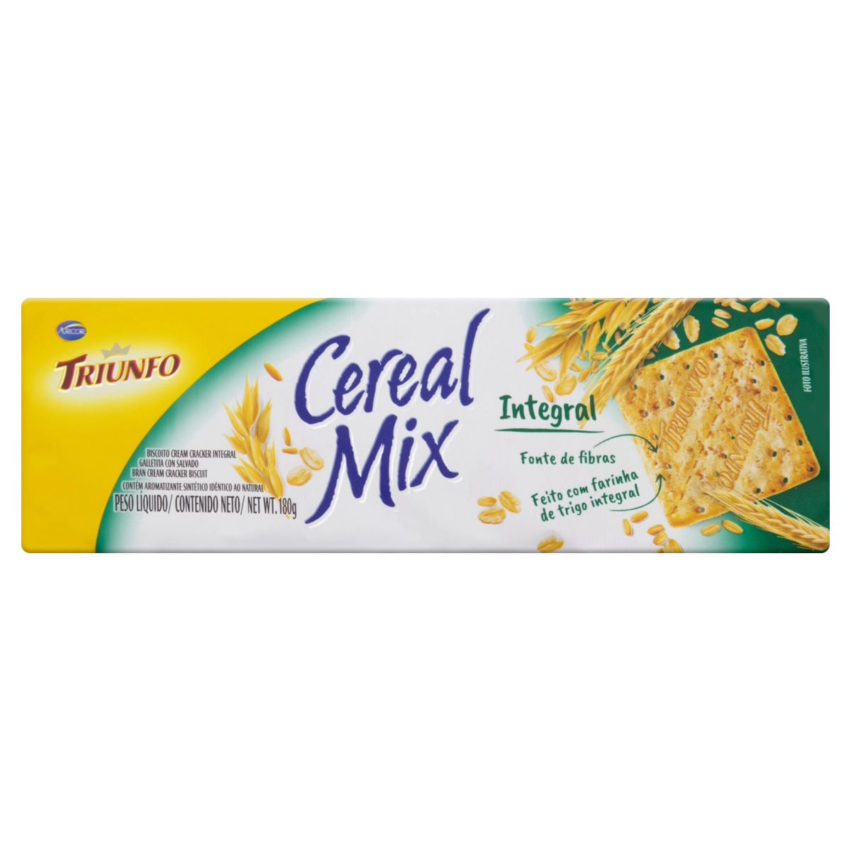 Biscoito Cream Cracker Integral Triunfo Cereal Mix Pacote 180g